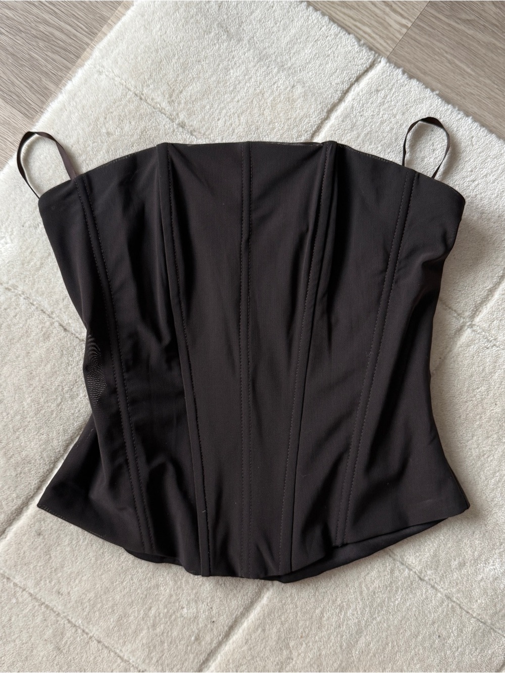 Coffee Brown Mesh Corset Top - size M/L